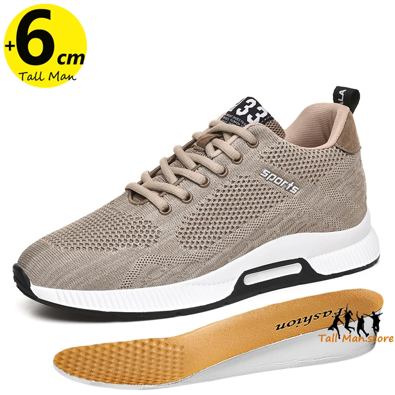 Man Sneakers Height Lift Insoles 6cm Inserts for Men Elevator Shoes Heel Plus Size 37-46 - الصورة 2
