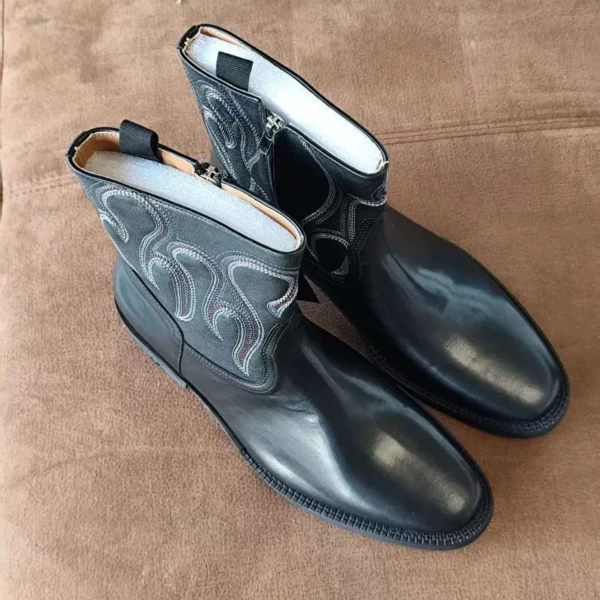 Men and Women‘s Embroidered real leather ankle boots chunky heel zipper chelsea boots luxury designer cool 2026 comfy shoes
