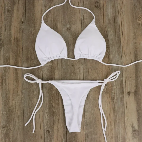 Women’s Thongs Bikini Set Side Tie Sexy Lingerie Quick Dry Erotic Swimsuit Bandage Style Brazilian Swimwear Ultra-Thin Underwear