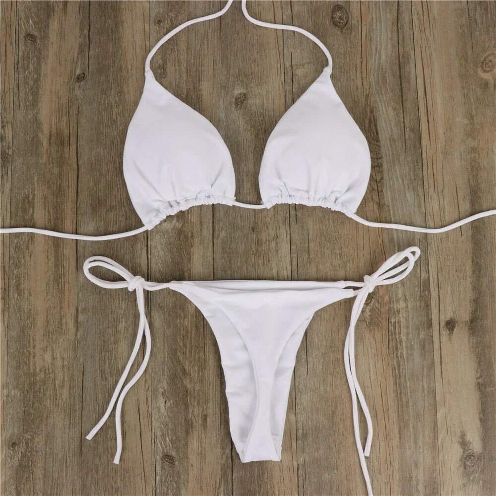 Women’s Thongs Bikini Set Side Tie Sexy Lingerie Quick Dry Erotic Swimsuit Bandage Style Brazilian Swimwear Ultra-Thin Underwear