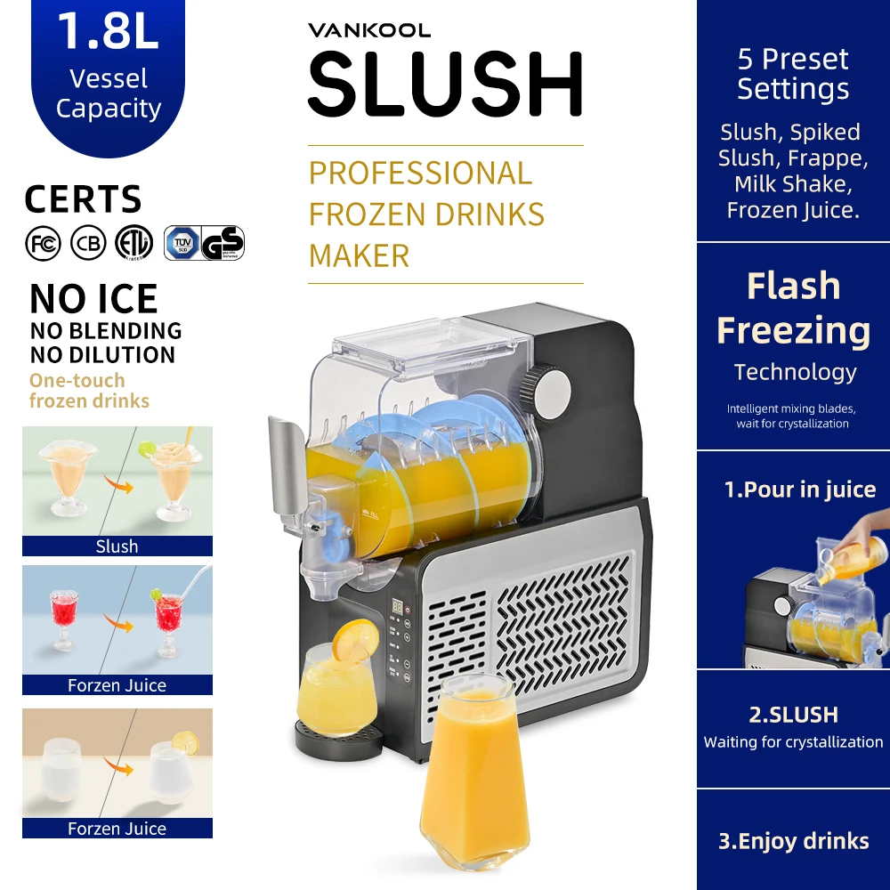 5-in-1 Electric 1.8L Small Plastic Slushie Maker Machine Single Ice Cream Machine and Frozen Drink for Home Use - الصورة 2