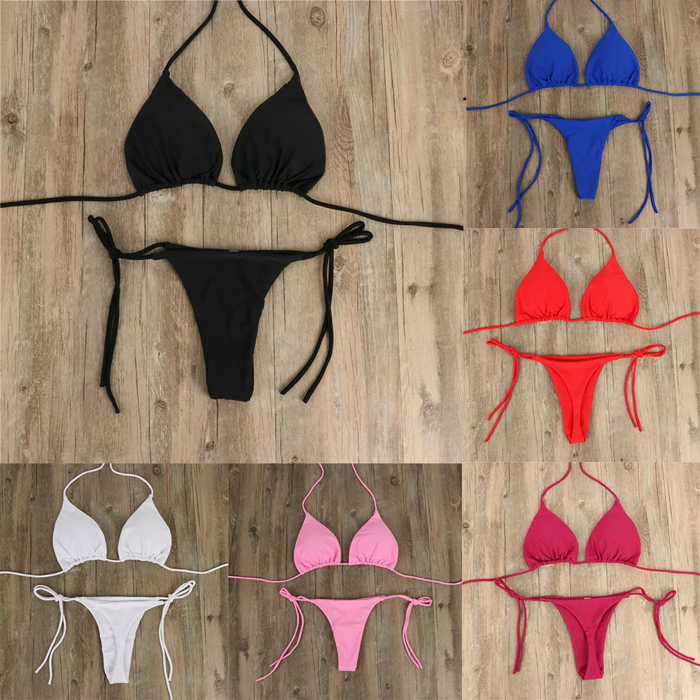 Women’s Thongs Bikini Set Side Tie Sexy Lingerie Quick Dry Erotic Swimsuit Bandage Style Brazilian Swimwear Ultra-Thin Underwear - الصورة 2