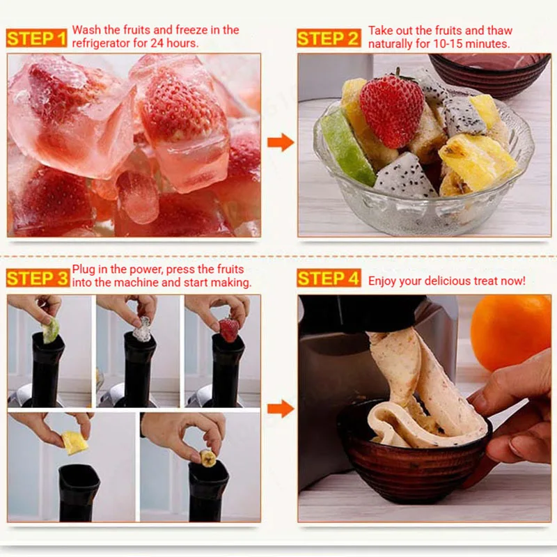 Fully Automatic Ice Cream Maker Household Fruit Ice Cream Machine Easy to Use Kitchen Appliance for Kids - الصورة 4